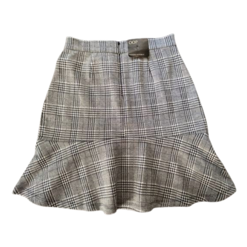 NWT Banana Republic Petite Black White Check Peplum Skirt (Size:00)